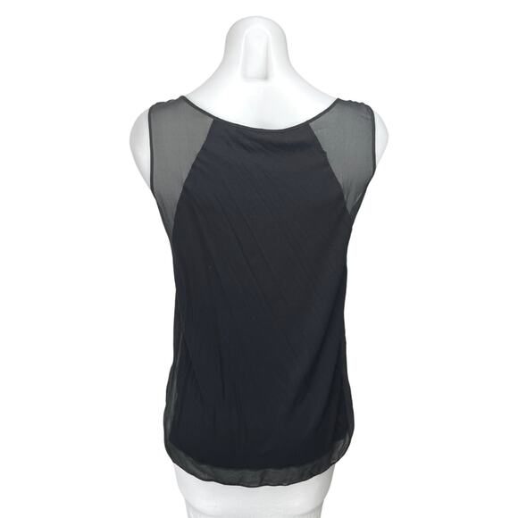 D. Exterior Women's Black Cream Floral Mesh V Neck Sleeveless Tank Top Size S - Picture 2 of 4